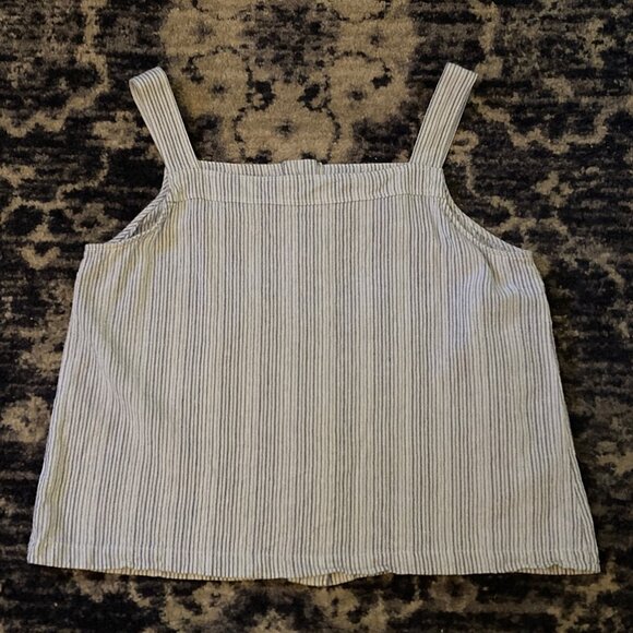 Liz Claiborne button down sleeveless tank top - pinstripe white and blue Size L - Picture 6 of 8